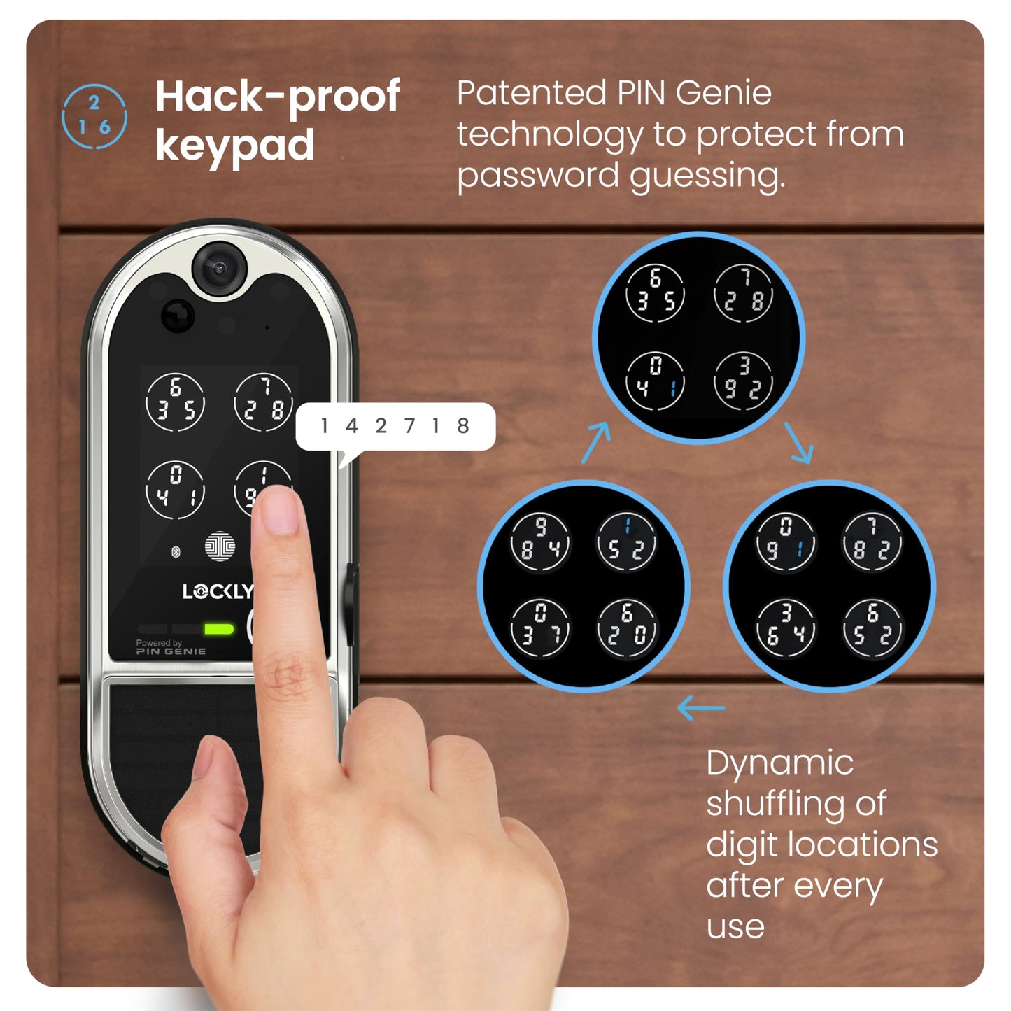 Lockly Vision Elite Video Smart Lock with Camera, Smart Wi-Fi Deadbolt for Front Door, PIN Genie® Keypad, Fingerprint Door Lock, Motion Sensor, App Remote Control, 2 Way Audio Doorbell, No Monthly Fee