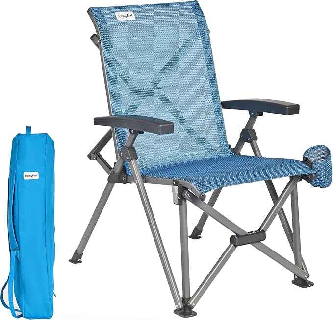 SUNNYFEEL Folding Camping Chair Heavy Duty Ergonomic Chairs Support 500lbs with Adjustable Breathable High Back Support an...
