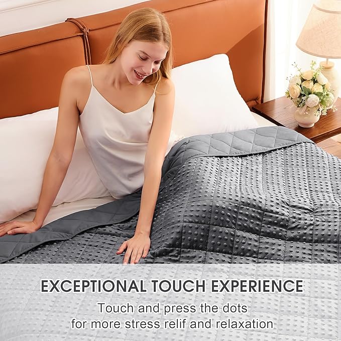 Grey Weighted Blanket for Adults 12lbs, 48"x72", Twin Full Size Cooling Minky Heavy Throw Blanket for 110-130lbs, Soft Winter Thick Big Blankets Weighted Comforter Gift for Sleeping