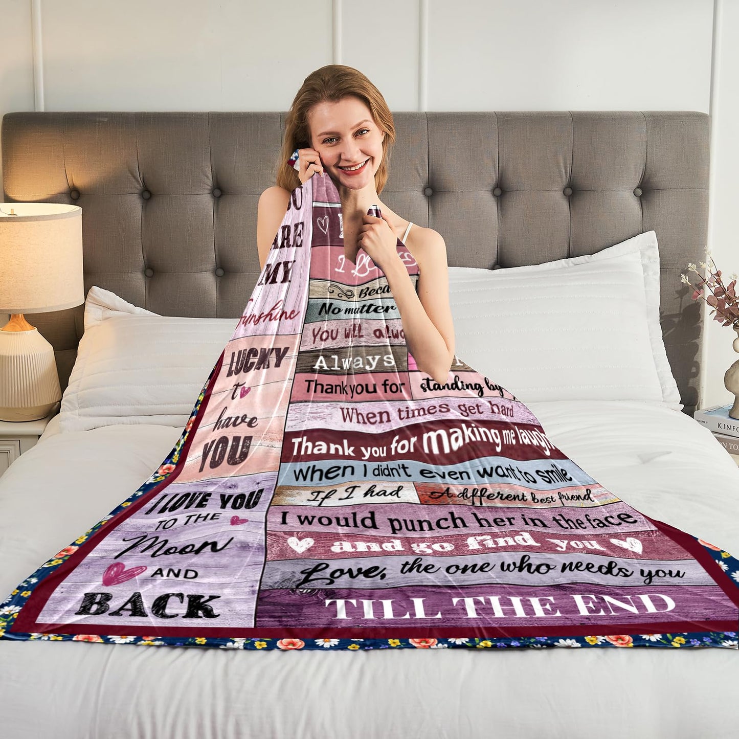 AJIIUSV Best Friends Blanket Gifts for Women, Bestie Gifts for Women Work Bestie, BFF, Soul Sister on Birthday, to My Best Friend Throw Blanket 50"X60"
