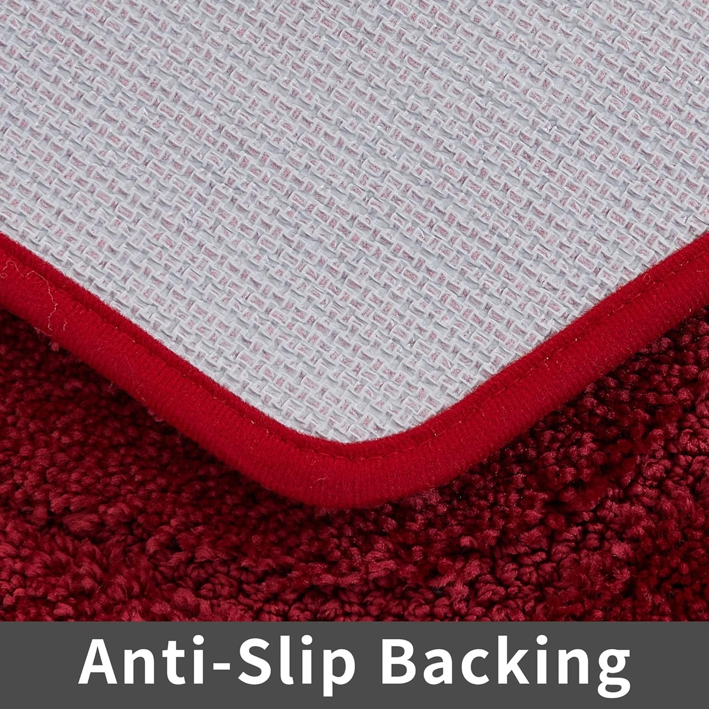 COSY HOMEER Extra Thick Bath Rugs Sets for Bathroom - Anti-Slip Bath Linen Sets Mats Soft Plush Shaggy 100% Strong Polyester Bedroom Water Absorbent(Red,20x32+24x48 -Inches)