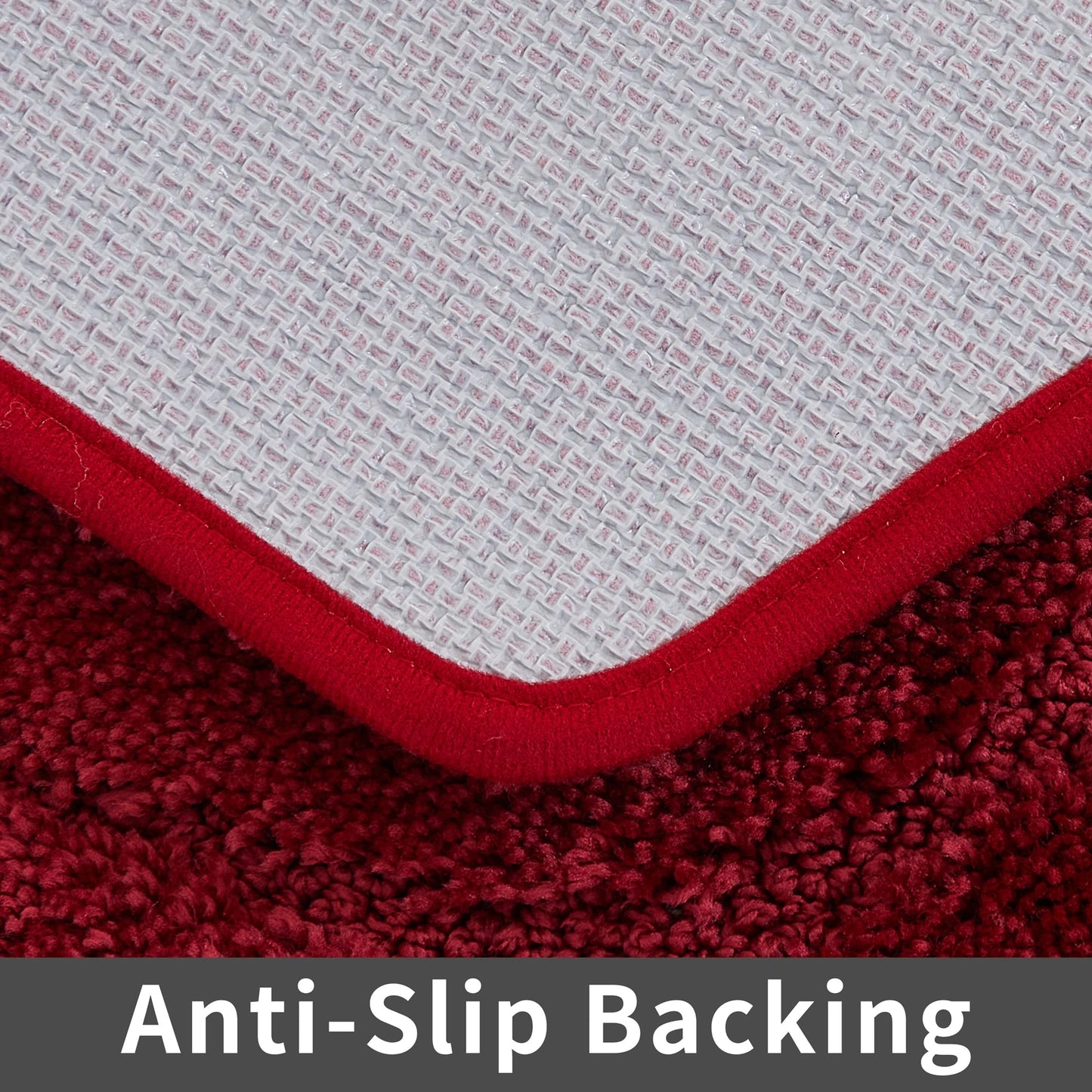 COSY HOMEER Extra Thick Bath Linen Sets Rugs for Bathroom - Anti-Slip Bath Mats Soft Plush Yarn Shaggy 100% Strong Polyester Living Room Bedroom Water Absorbent(Red,24x36 - Inches)