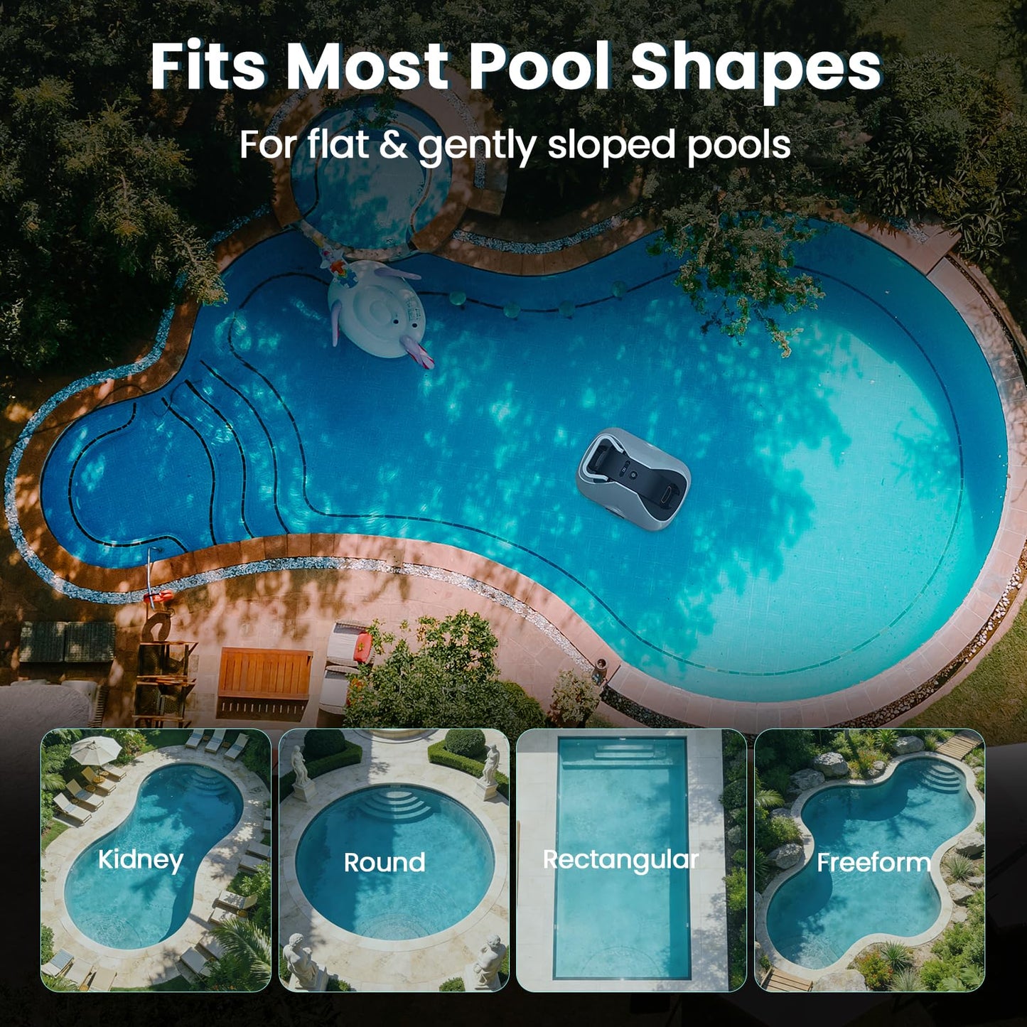 Zebary C1 Robotic Pool Cleaner, 200-Min Cordless Pool Vacuum for Above Ground & Inground Pools up to 2500 Sq.ft, Automatic Pool Vacuum Robot for Leaves & Dirt, Powerful Suction Self-Parking-Orange