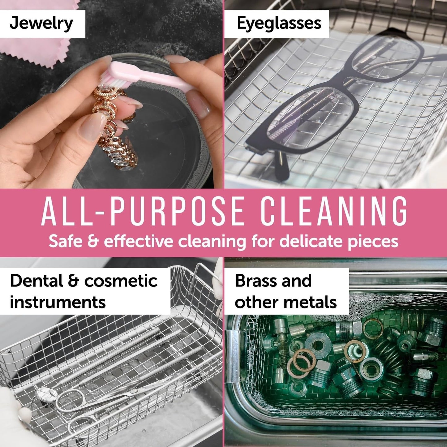 Maplefield Ultrasonic Jewelry Cleaner Solution - Concentrated Formula & Ultrasonic Cleaning Fluid - Safe on Gold, Silver & Gemstones & Jewelry Cleaning Solution - 16 Fl Oz, Pack of 1