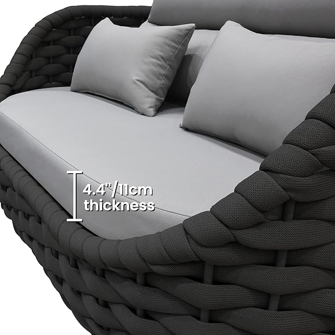 ercimi Outdoor 4 PCS Patio Conversation Set, All-Weather Wicker Patio Couch Sofa with Waterproof Thick Cushion Coffee Table for Porch, Balcony Mix Color