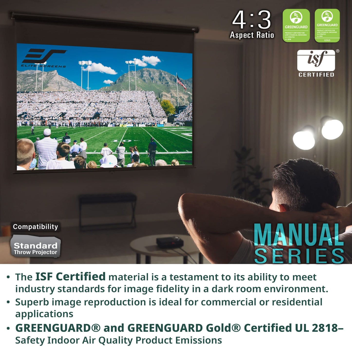 Elite Screens Manual Series, 150-INCH 16:9, Pull Down Manual Projector Screen with AUTO LOCK, Movie Home Theater 8K / 4K Ultra HD 3D Ready, 2-YEAR WARRANTY, M150UWH2