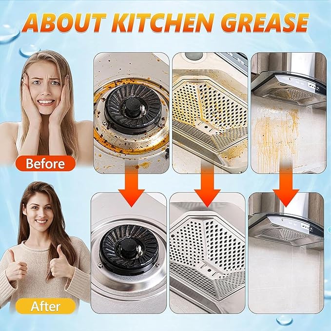 FIELL Heavy-Duty Kitchen Degreaser Foam Cleaner,Clean Kitchens Up Kitchen Oil Stains spray,Heavy Oil Stain Cleaner Kitchens,Multi Functiona Foam Cleaners Spray (3PC)