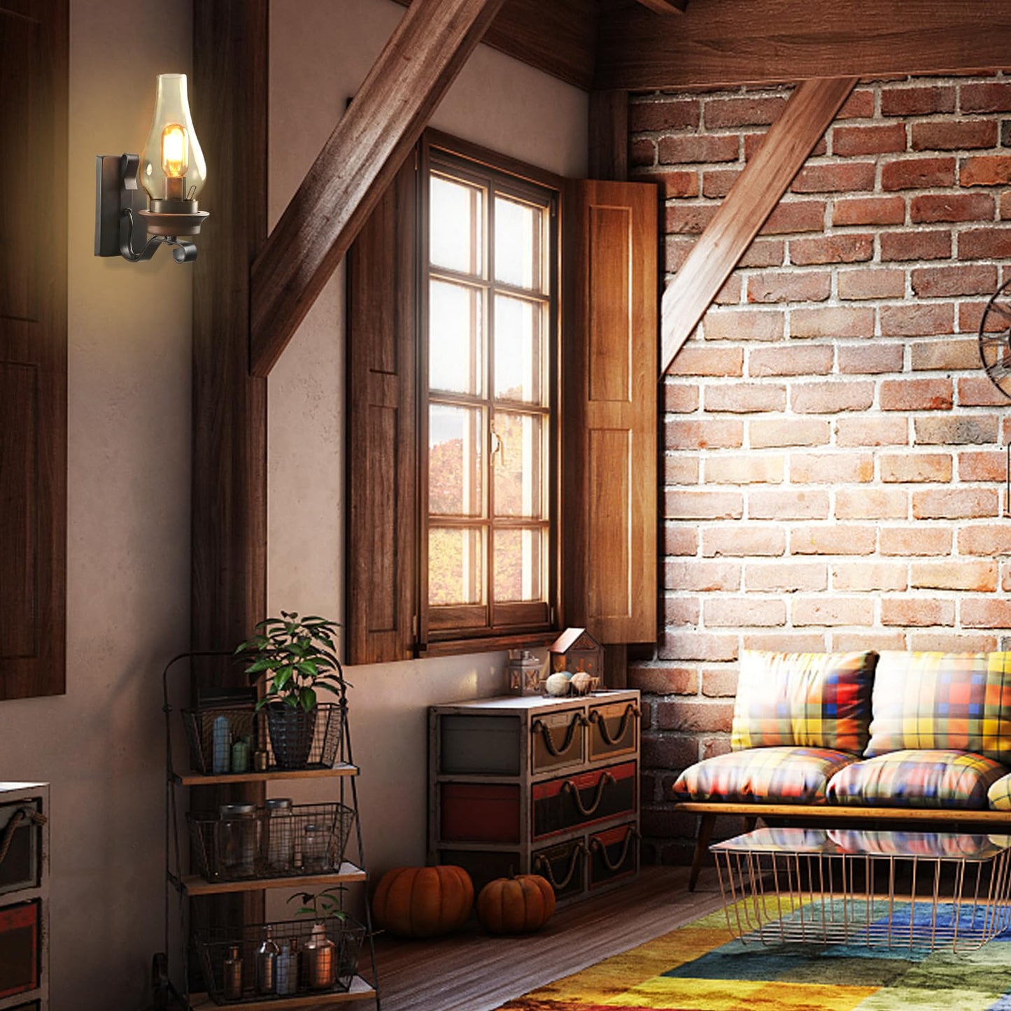 LightInTheBox Rustic Wall Sconce Vintage Farmhouse Wall Light Fixtures Industrial Glass Wall Lamp for Cabin Bedroom Living Room Hallway Fireplace (2PCS)