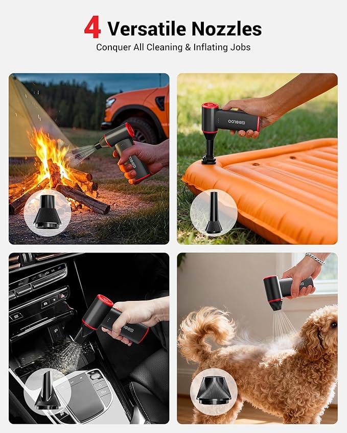 GOOLOO F3 Compressed Air Duster, 150000 RPM Portable Electric Air Duster for Cleaning, 3-Speed Adjustable Air Blower with Fast Charging, Rechargable Leaf Blower for Computer, Car, Keyboard, Outdoor