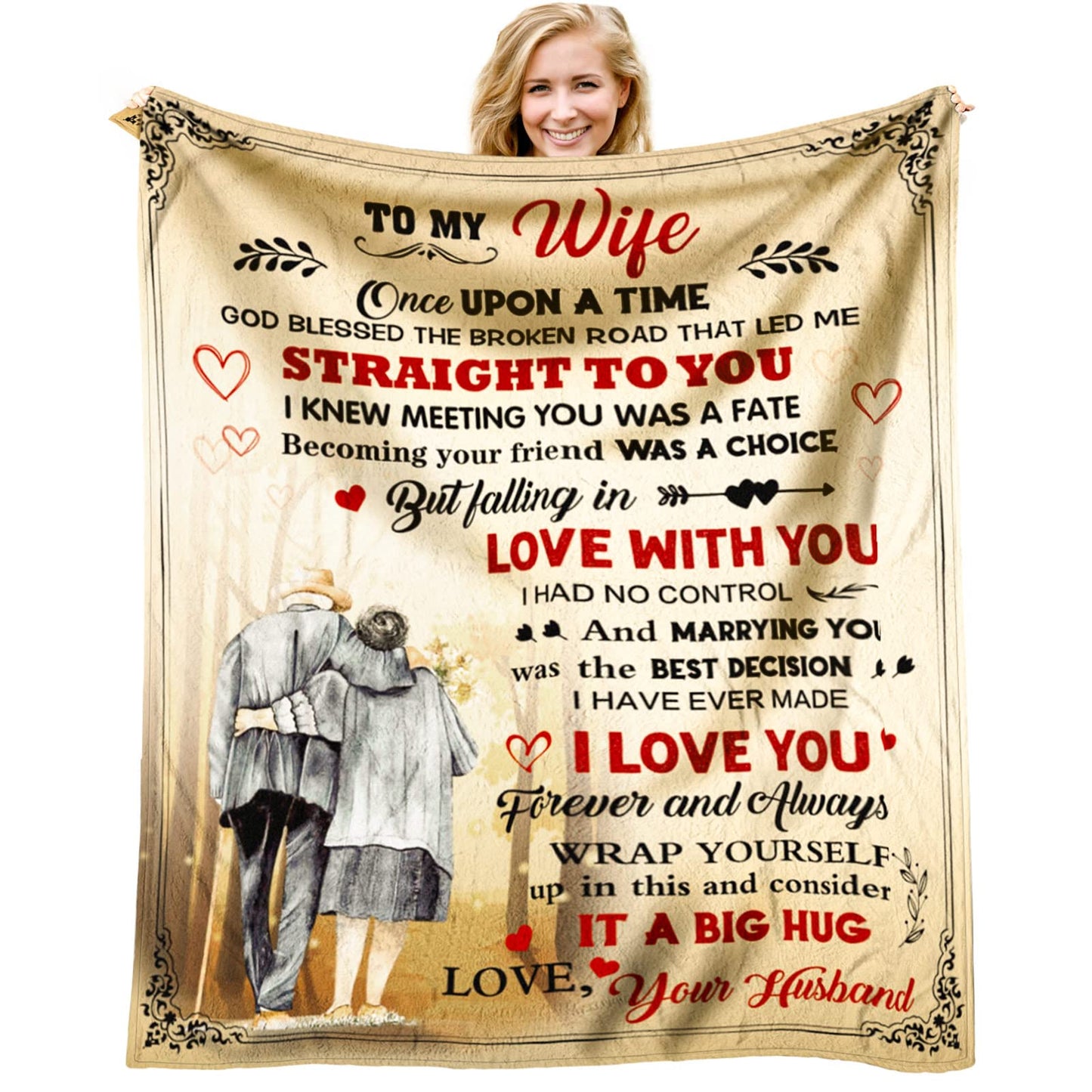 VXDRZGT Wife Blanket from Husband - Wedding Anniversary Romantic Gift for Wife/Her/Women - Gifts for Wifes Birthday - Wifes Birthday Gift Ideas - to My WifeThrow Blanket 60 x 50 inch