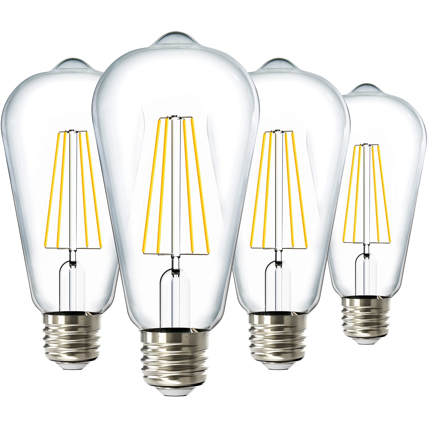 Sunco Dusk to Dawn Lights Bulb Outdoor, ST64 Edison Style Automatic Light Sensing Bulbs, 800 LM, 7W (60W Equivalent), ST19, 3000K Warm White, E26 Base UL 4 Pack