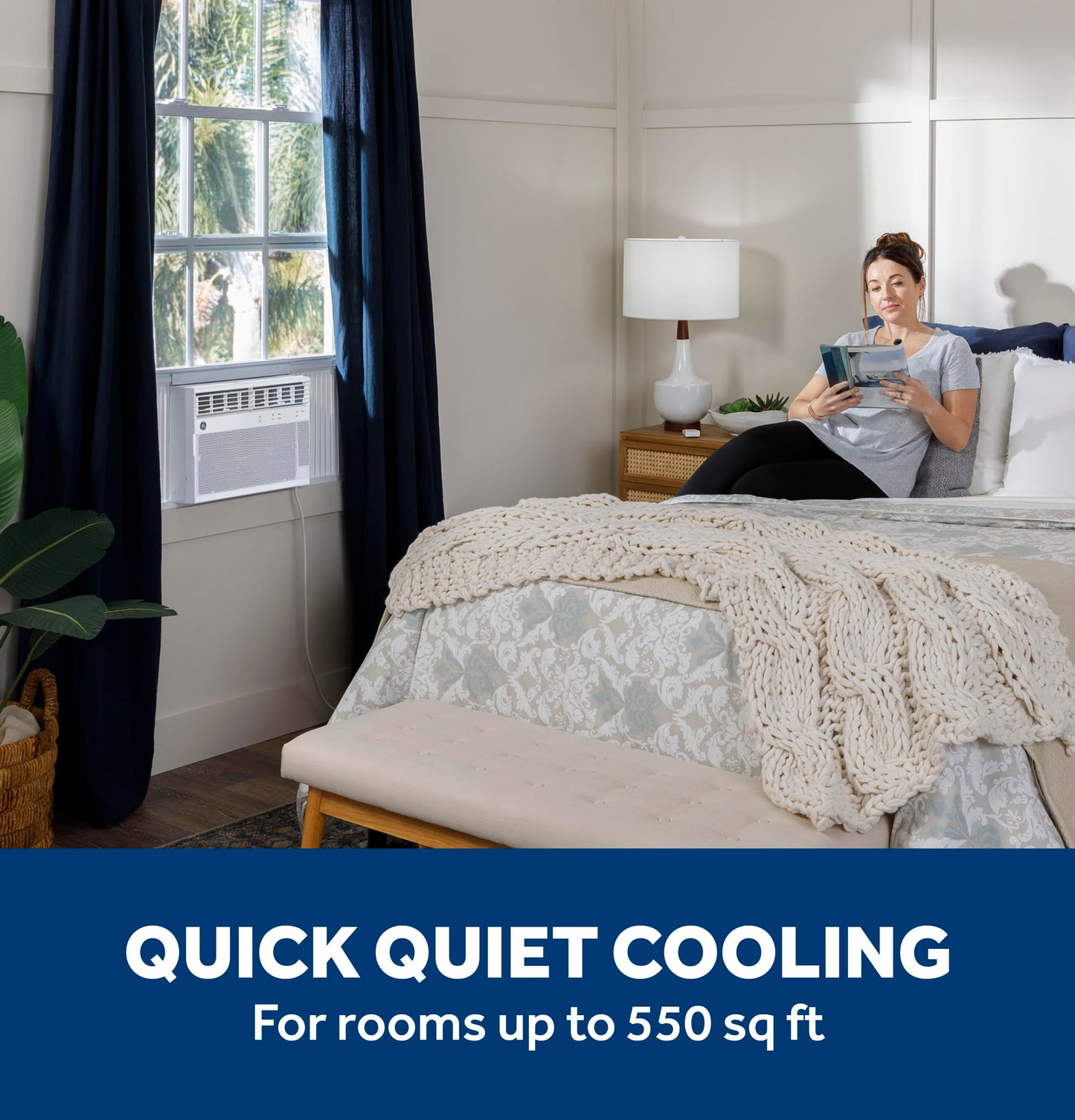 GE Window Air Conditioner 14,000 BTU for Rooms up to 700 sq ft., Wi-Fi Enabled, Energy-Efficient Cooling for Large Rooms, Easy Install Kit, Control Using Remote or Smartphone App, White