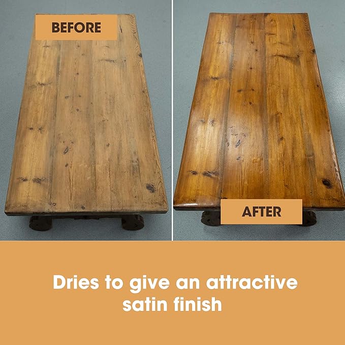 Furniture Clinic Wood Wax & Polish | Clean, Nourish & Protect All Wooden Furniture & Kitchen Cabinets from Dryness & Scratches | Orange Oil & Beeswax | Use on Treated & Untreated Wood (8.5oz / 250ml)