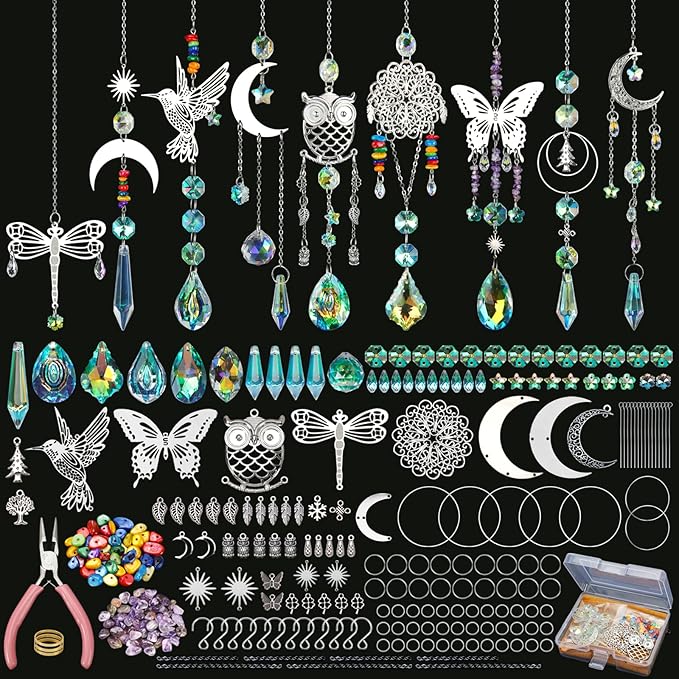Worgree DIY Suncatcher Kit 460pcs Sun Catchers Making Supplies Art and Crafts for Adults Hanging Prism Sun Catcher with Cr...