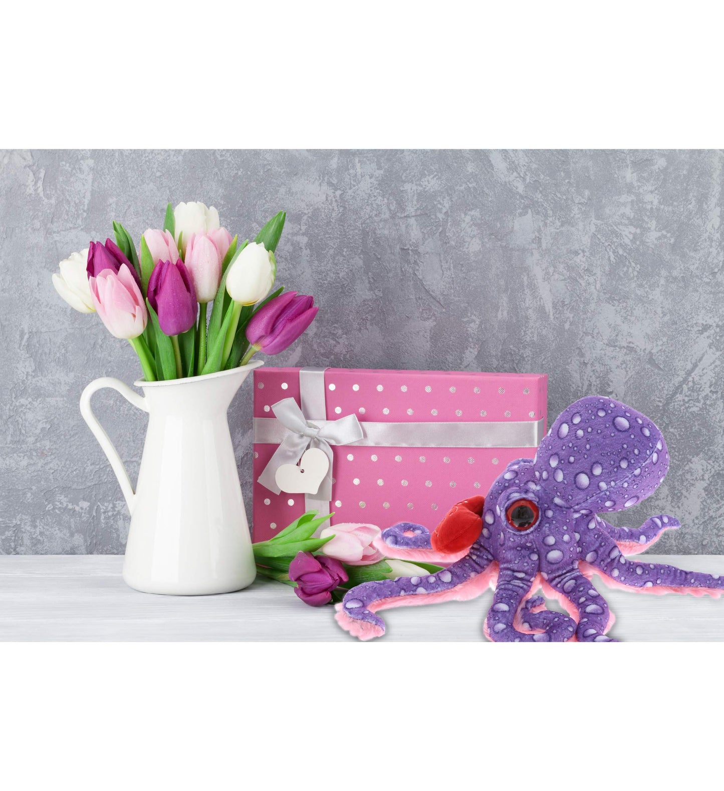 DolliBu I Love You Valentine Plush Purple Octopus - Cute Stuffed Animal with Red Heart and Name Personalization Gift for Valentine's Day, Birthday, Anniversary, Romantic Date - 12 Inches