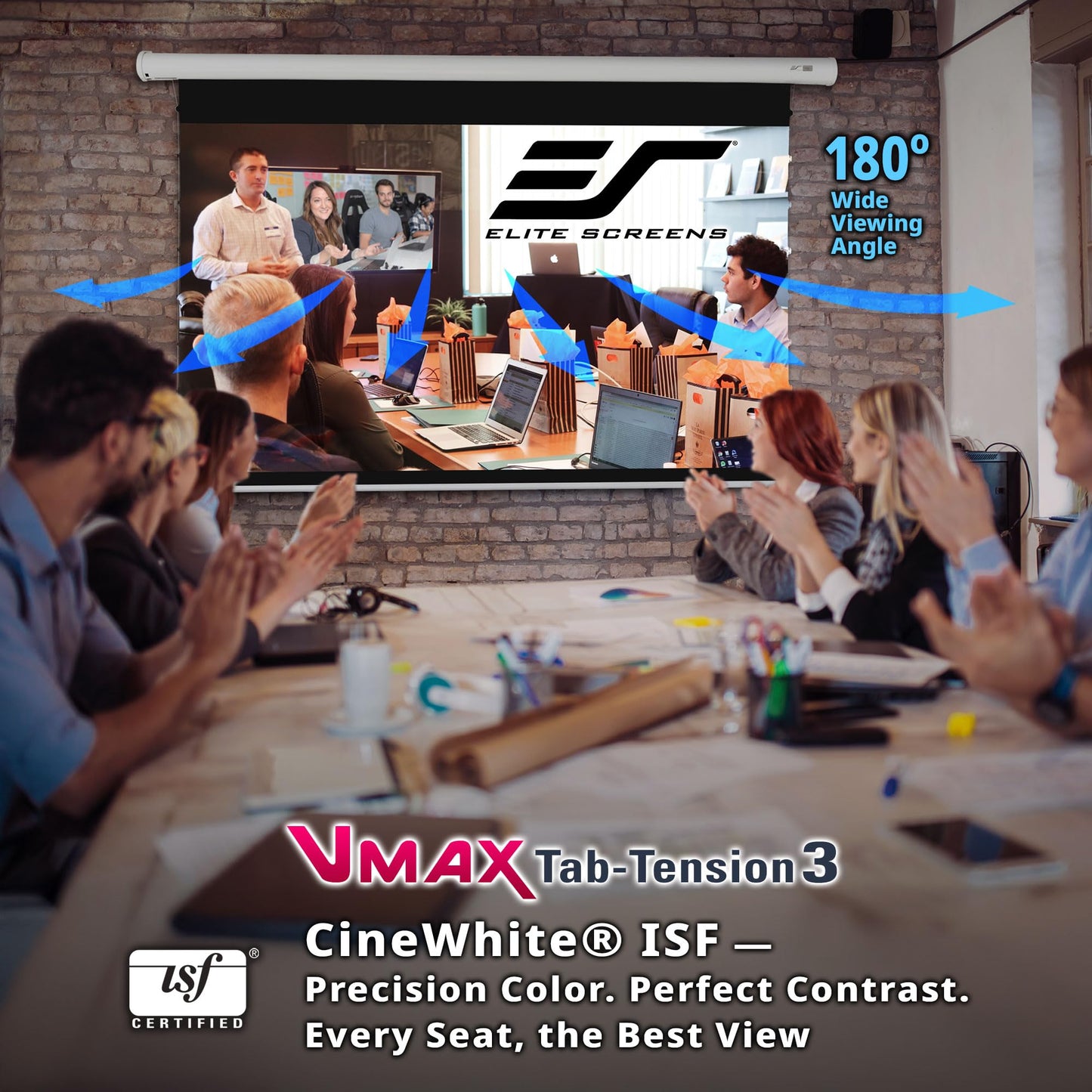 Elite Screens VMAX Tab Tension 3 Series, 135-INCH Electric Motorized Projector Screen Movie Home Theater Gaming, VMAXT135XWH3