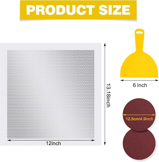 12 Inch Drywall Repair Kit, Self-Adhesive Mesh Drywall Repair Patch, The Wall Repair Kit with Scraper and Sandpaper is Suitable for Repairing Large Holes in Walls and Ceilings, Wall Hole Repair Tool