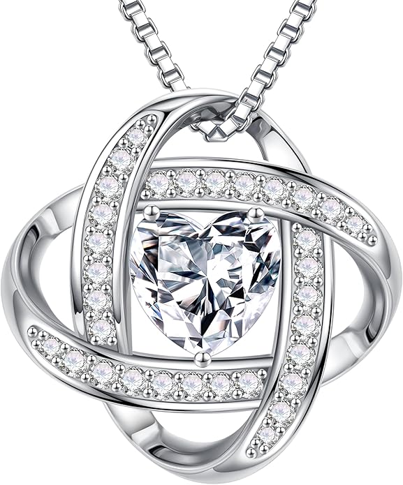 MOOSEA Love Knot Moissanite Necklace for Women, 1-3 ct D Color VVS1 Clarity Lab Created Moissanite 925 Sterling Silver Necklace, Anniversary Birthday Gifts for Women Wife Mom Girlfriend Jewelry Gifts