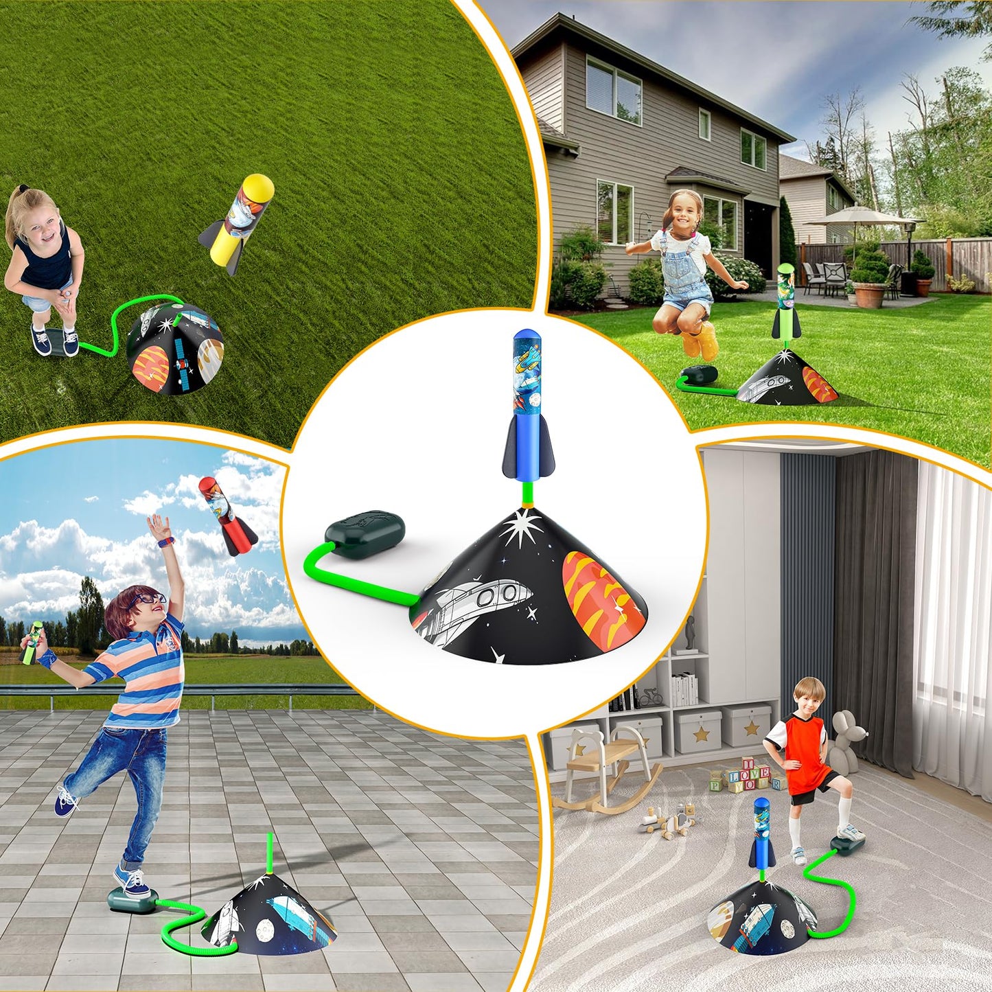 Otoseth Toys Rocket Launcher for Kids - Launch up to 100 Ft, 8 Multi-Color Foam Rockets & Adjustable Launch Stand, Kids Outdoor Toys, Birthday Toys for Kids Boys Girls Age 3+ Years Old