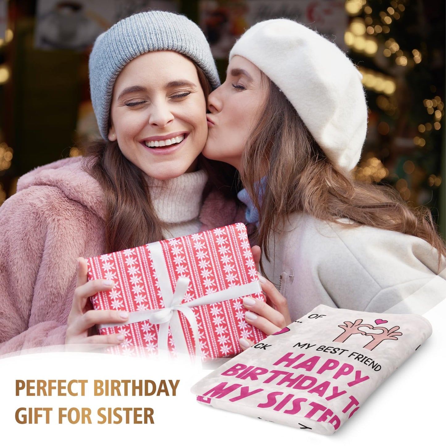 Afterprints Funny Sister Birthday Gifts Blanket, Happy Birthday Gifts for Sisters from Sister, Brother, Women Girls, Best Friend, Soft Throw Blanket 50''x60''