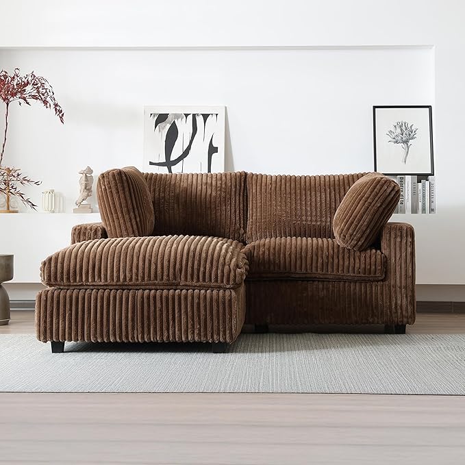 WJShome Cloud Modular Sectional Sofa,78" Plush Sofas for Living Room,L Shaped Sofa Couch with Storage Ottoman,3 Seater Comfy Couch Deep Seat Couches,Covers Washable&Replaceable (Brown)
