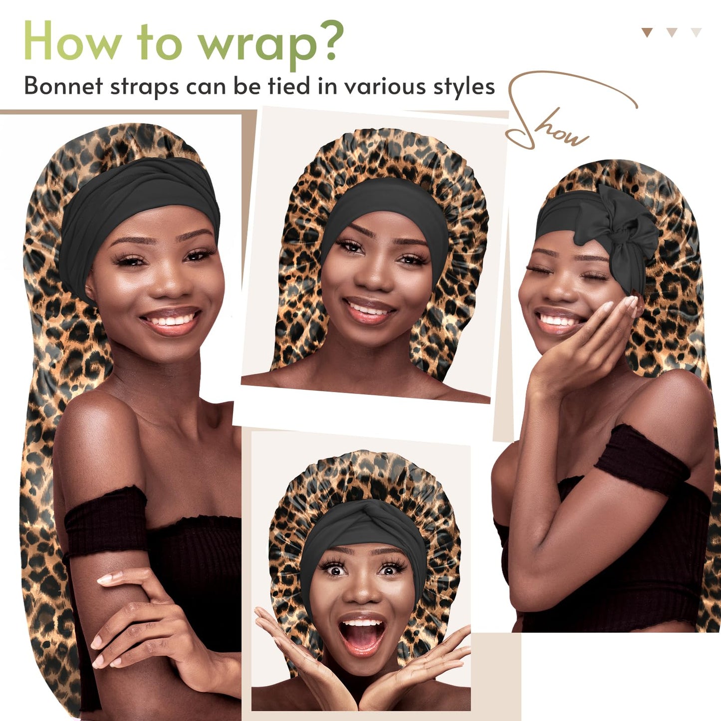 BONNET QUEEN Braid Bonnet for Sleeping Extra Long Silk Bonnet for Braids Satin Bonnet for Sleeping Satin Hair Bonnet Locs with T
