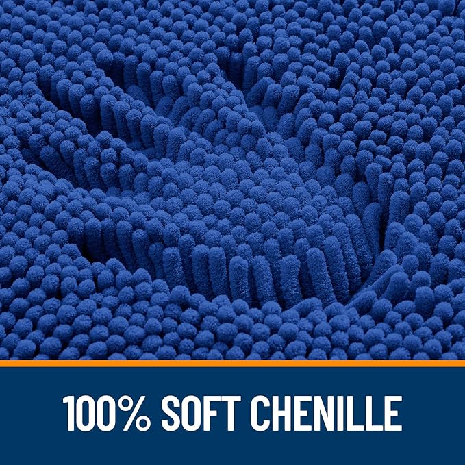 OLANLY Bathroom Rugs 59x35, Extra Soft Absorbent Chenille Bath Rugs, Rubber Backing Quick Dry, Machine Washable Bath Mats for Bathroom Floor, Tub and Shower, Home Decor Accessories, Royal Blue