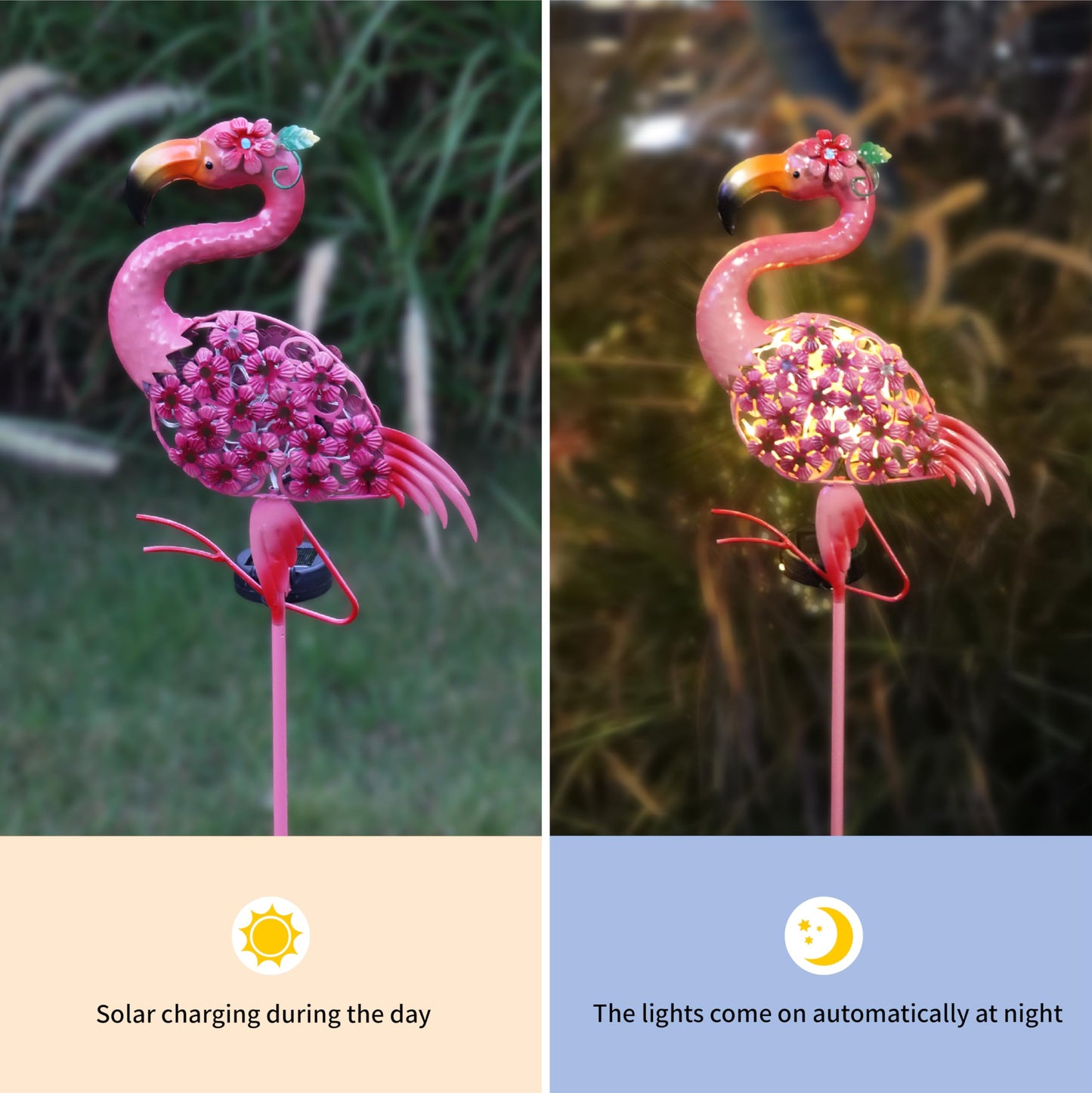Flamingo Decor-Solar Garden Decor,Pink Flamingos for Yard-Patio Lawn Balcony Backyard Decorations,Flamingo Birthday Gifts for Women