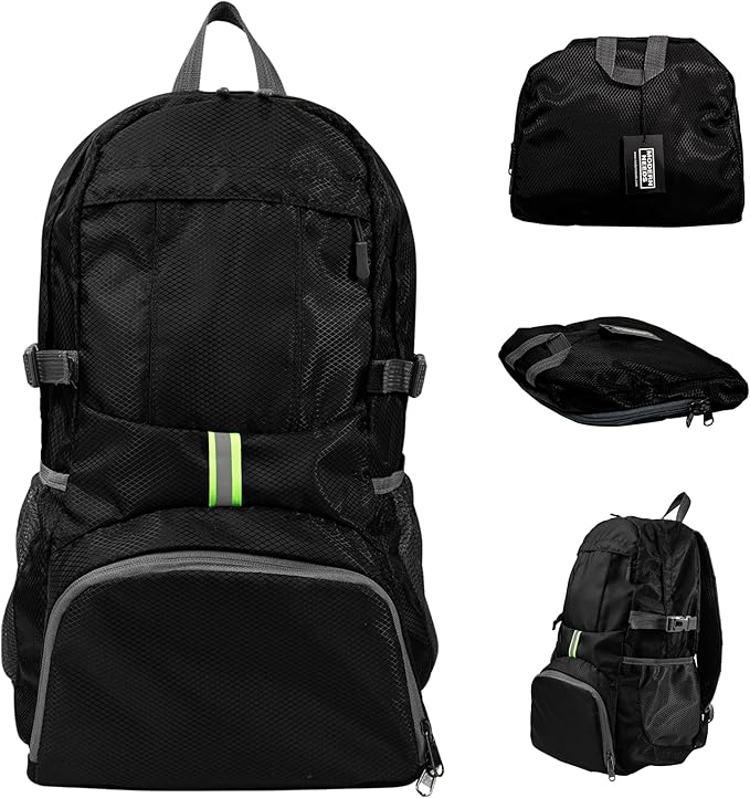 MODERN NEEDS Ready Pack 35L — Foldable Backpack for Travel | Lightweight, Water Resistant Hiking Daypack | Compact, Packab...