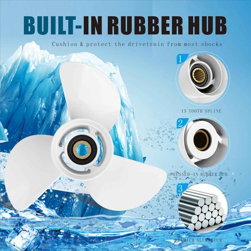 Gaoyeer 13 1/4x17 -K Aluminum Outboard Propeller Compatible with Yamaha Outboard Engines 60HP 70HP 75HP 80HP 85HP 90HP 115HP 130HP,15 Tooth,RH,White Aluminum Outboard Propeller 6E5-45945-01-EL