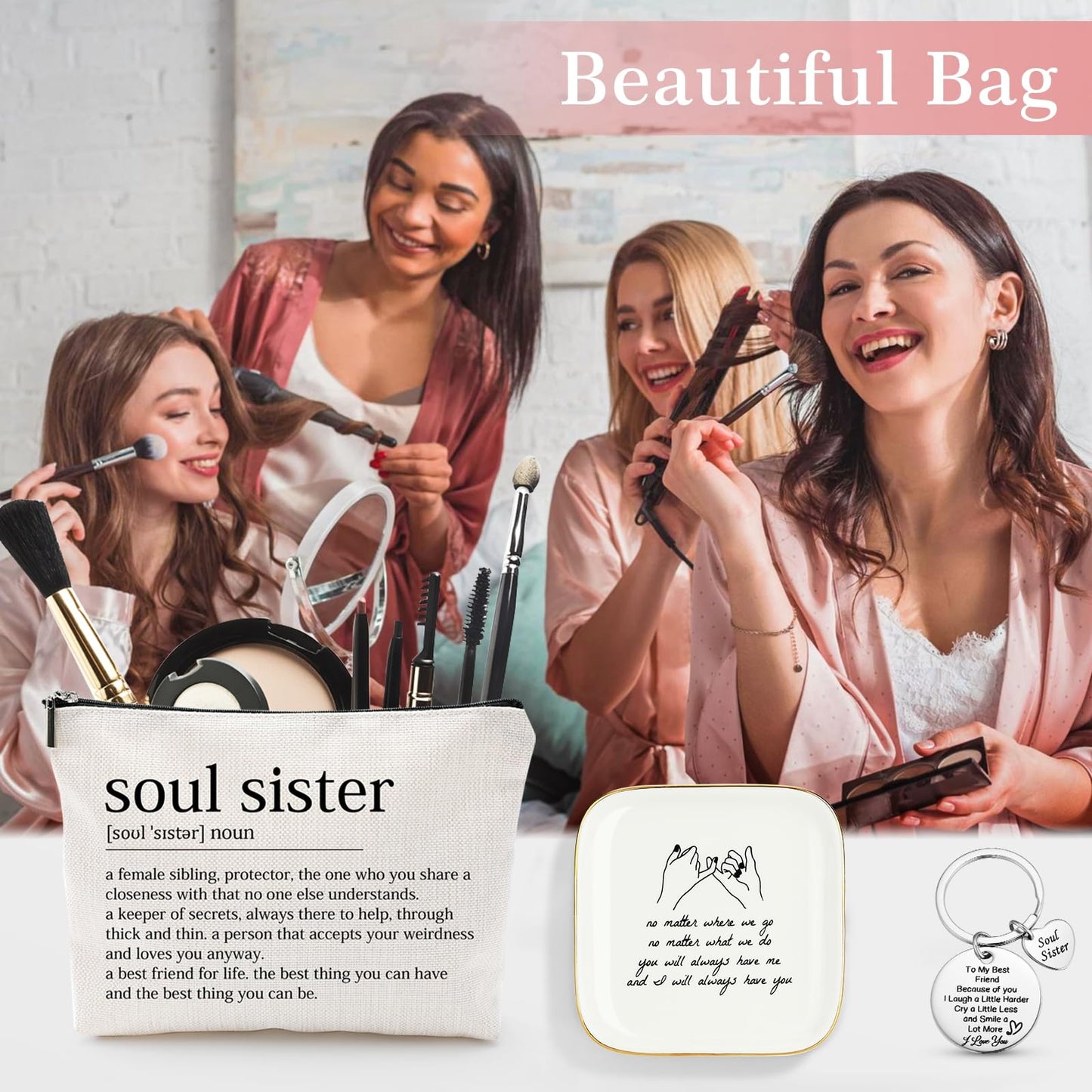 Best Friend Birthday Gifts for Women Friendship Gifts for Women Bestfriend Birthday Gift for Best Friend Woman Bestfriend Gift Ideas with Cup Bag Candle Keychain for Soul Sister Bestie BFF