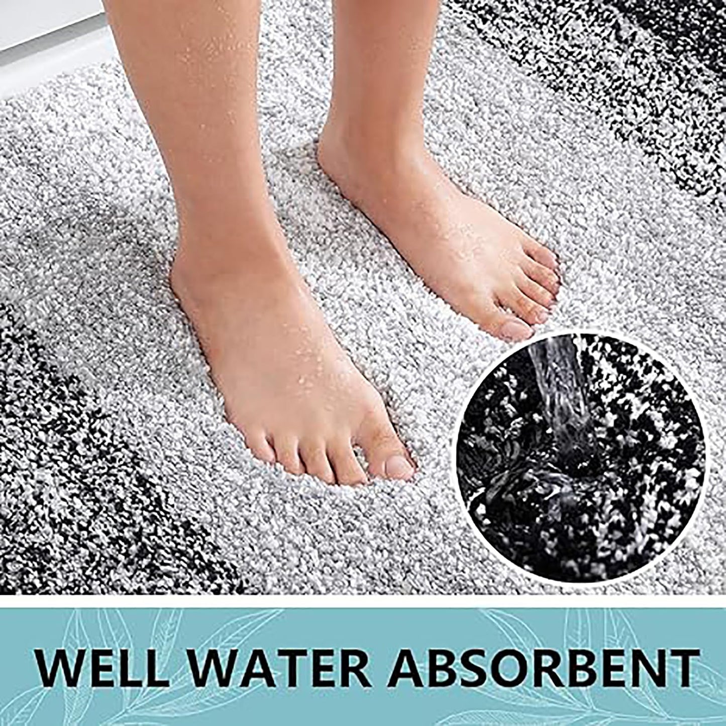 Arotive Bathroom Rugs Set 3 Piece, Extra Soft and Absorbent Bath Rugs, Machine Wash Dry Bath Mats for Bathroom, Toilet, Tub and Shower, 24x16, 30x20 and U-Shaped 24x20, Black