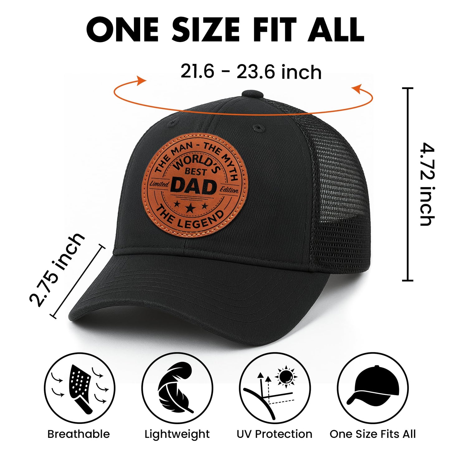Gifts for Dad from Daughter, Son for Dad, Men - Dads Birthday Gift Ideas, Happy Birthday Gifts for Dads, Fathers - World's Best Dad Hat for Mens