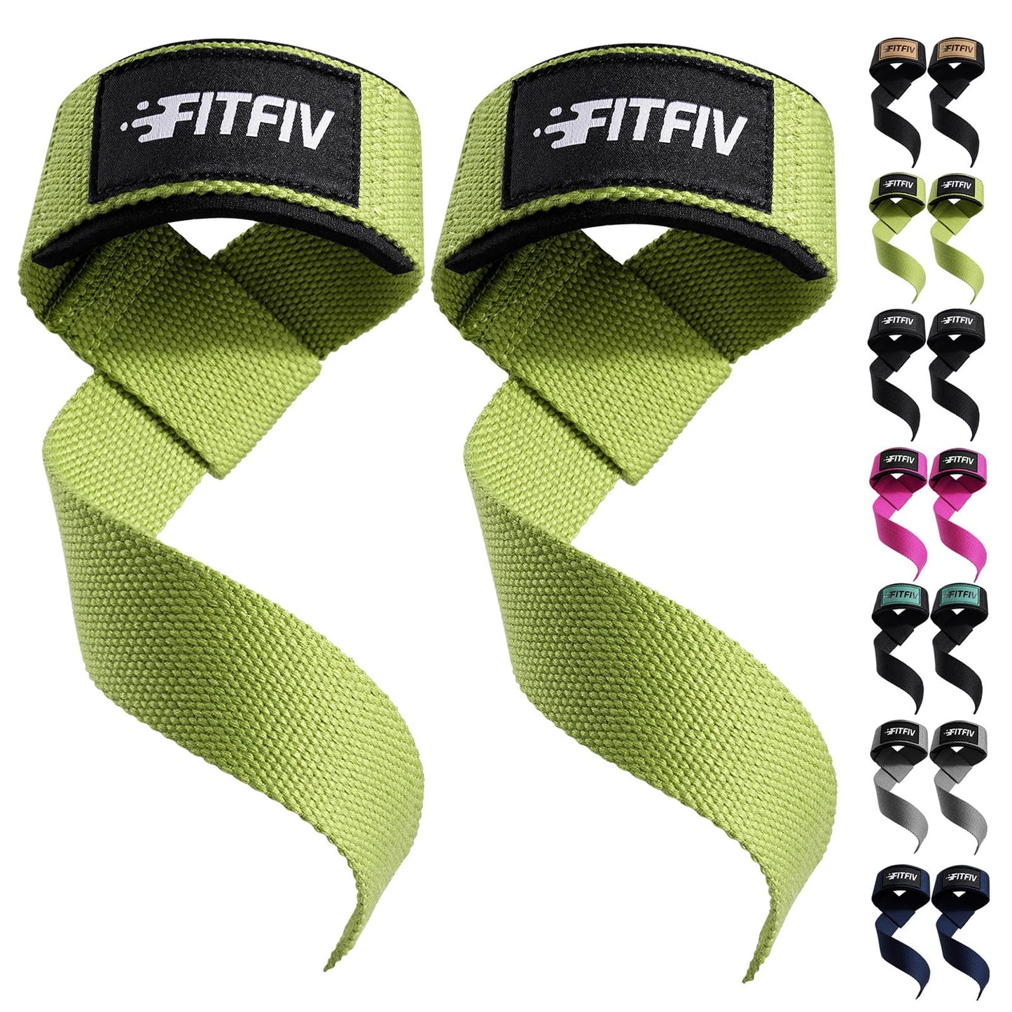 FITFIV Lifting Straps for Weightlifting, Lifting Wrist Straps for Gym Strength Training, Neoprene-padded Wrist Cushion - Men & Women