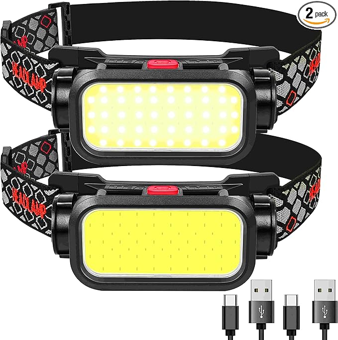 Headlamp Rechargeable, 1500 Lumens Wide Beam Led Headlamp, Lightweight Hard Hat Light, 4 Modes Lightbar Head lamp, Outdoor...