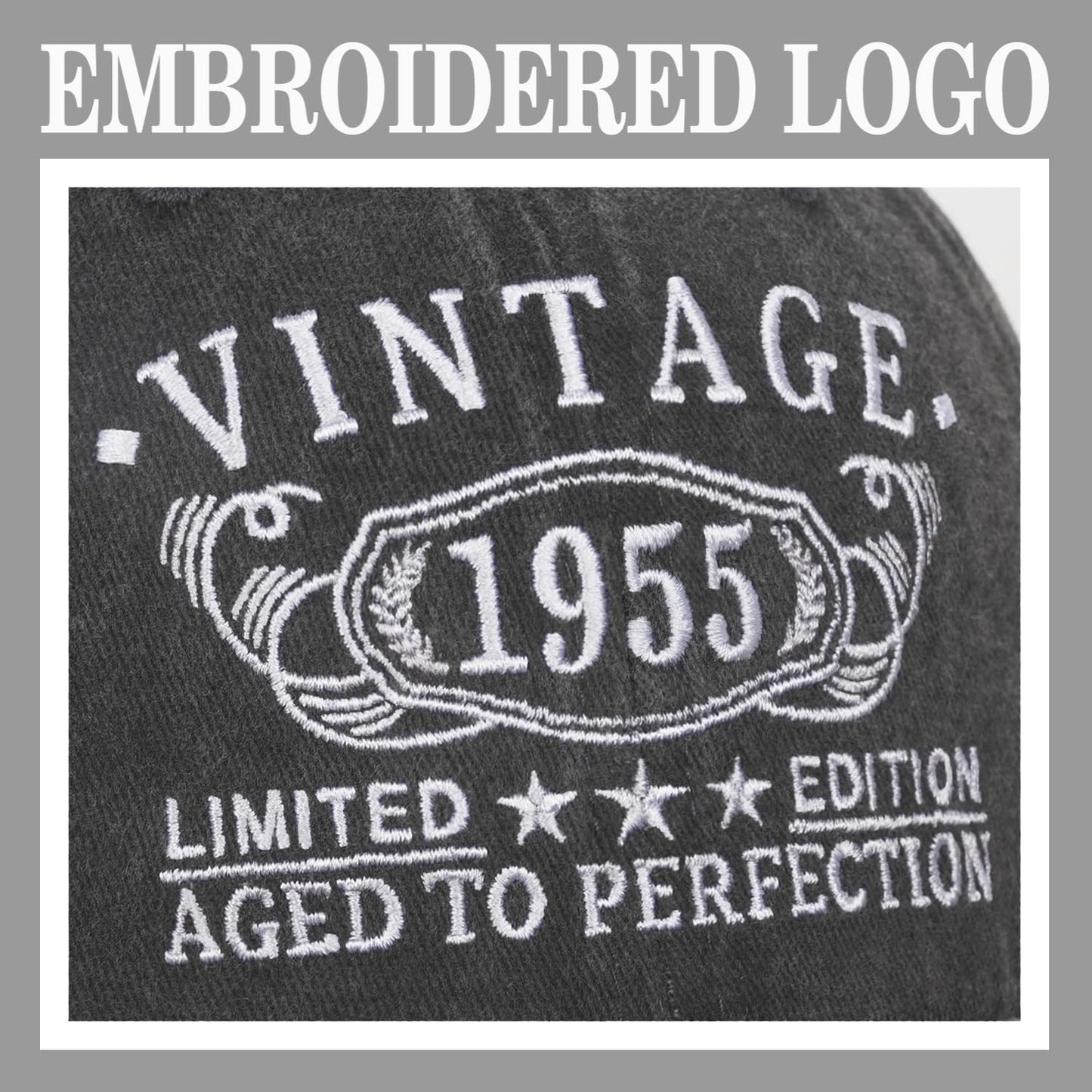 70th Birthday Gifts for Men Dad Women Unique Cool Vintage 1955 Funny Baseball Cap Happy Gifts Ideas (Black)