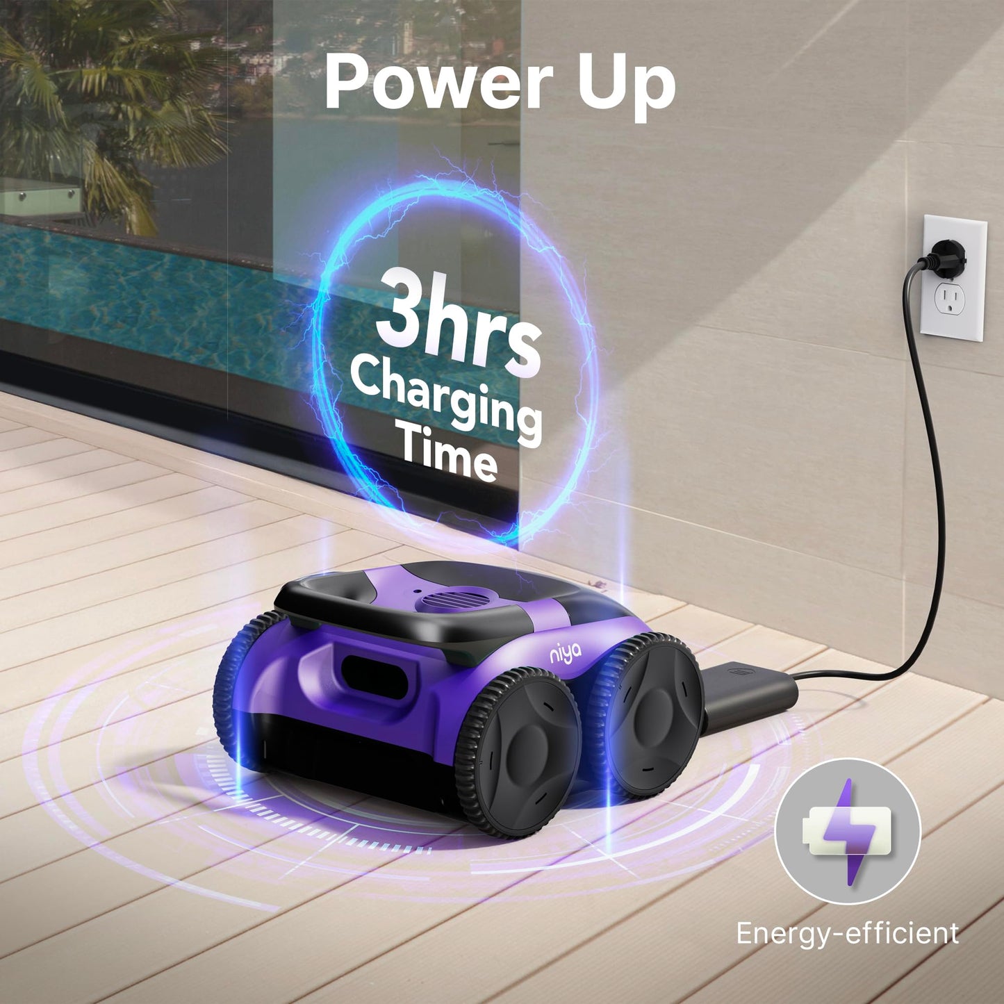 Niya Sonar 20 Cordless Robotic Pool Cleaner from The Creators of Dolphin, Ideal for Above/Inground Pools, up to 26 FT in Length, Floor Cleaning Only