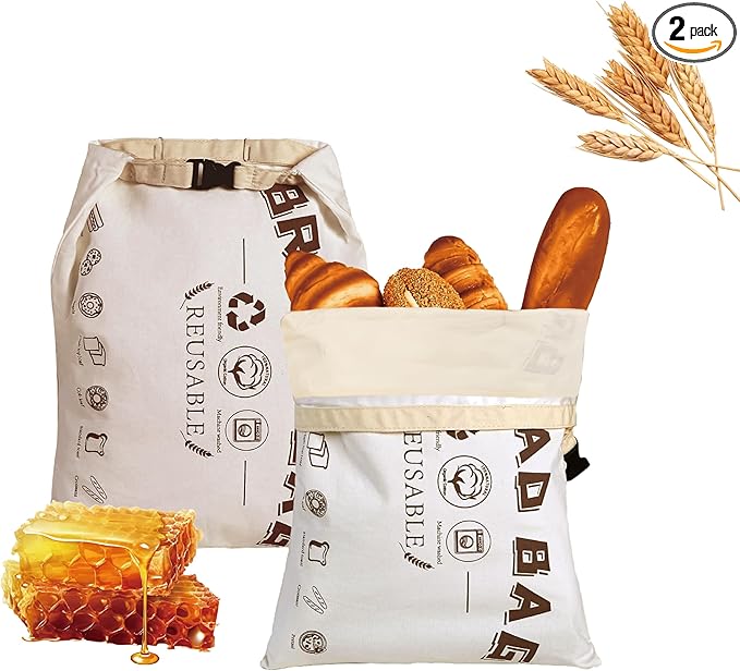 2 Packs Safe Double-Layer Fresh-Keeping Bread Storage Container for Homemade Bread and Sourdough,Eco-Friendly Plastic-free Food Storage | Moisture Lock Technology