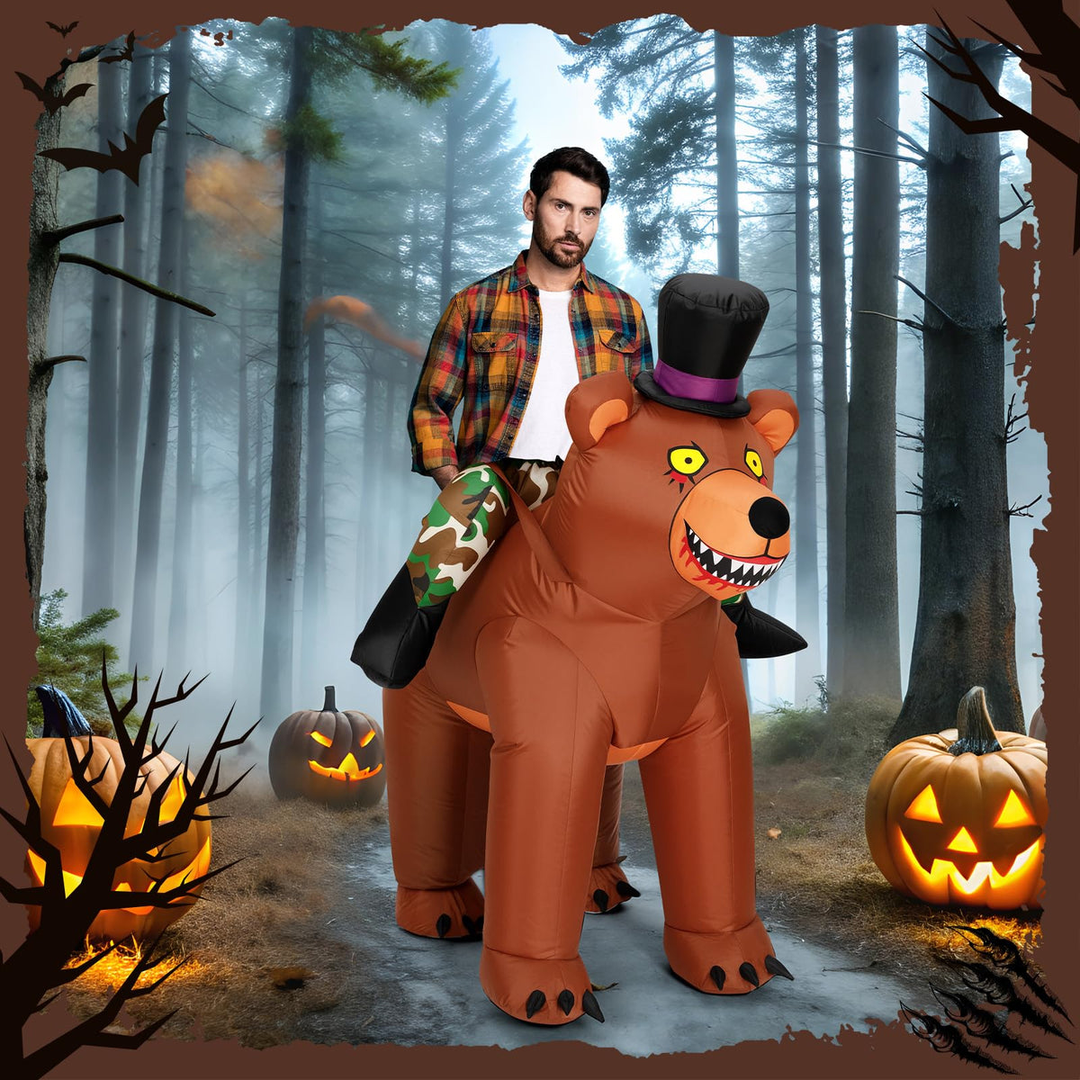 VioraWhite Adult Inflatable Costume Ride on Halloween Blow up Costume for Men Women Thanksgiving Christmas Carnival Cosplay(Bear)