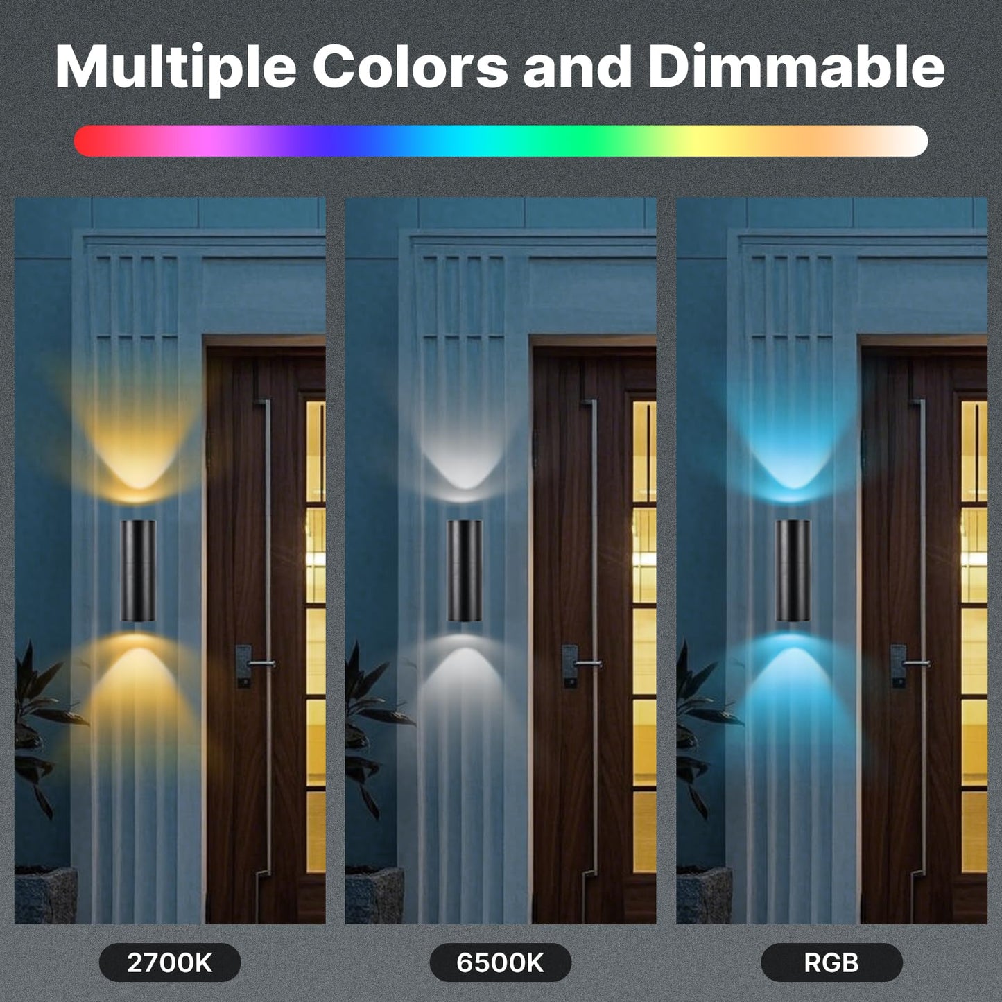 futxnziey RGBCW Outdoor Wall Light 1 Pack, Smart Porch Light Dusk to Dawn Lighting with Remote Control, WiFi Outdoor Wall Sconce, Compatible with Alexa, Exterior Lights for House Porch Garage