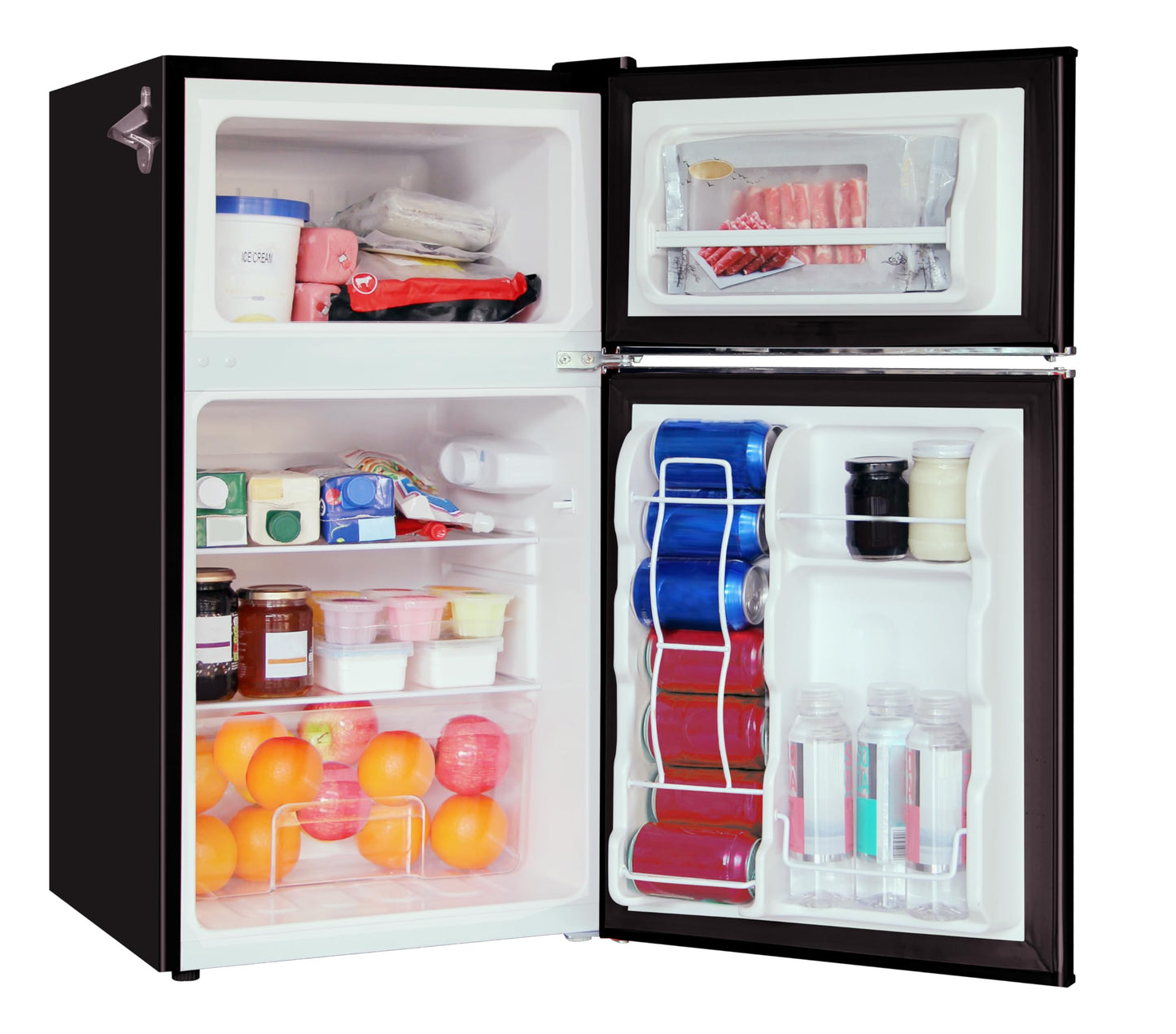 Frigidaire Retro Mini Fridge with Freezer & Side Bottle Opener-Small 2 Door Refrigerator for Office Bar or College Dorm Room-3.2 Cu Ft – 19"" D x 20.5" W x 33.5" H (Onyx)
