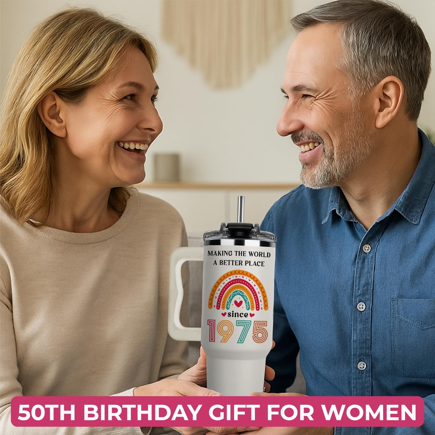 50th Birthday Gifts For Her, Woman, 1975 Birthday Gift For Women, 50 And Fabulous Gift, Cool Present For 50 Year Old Female, Fifty Years Old Gifts For Lady, Turning 50, 50th Tumbler 40oz