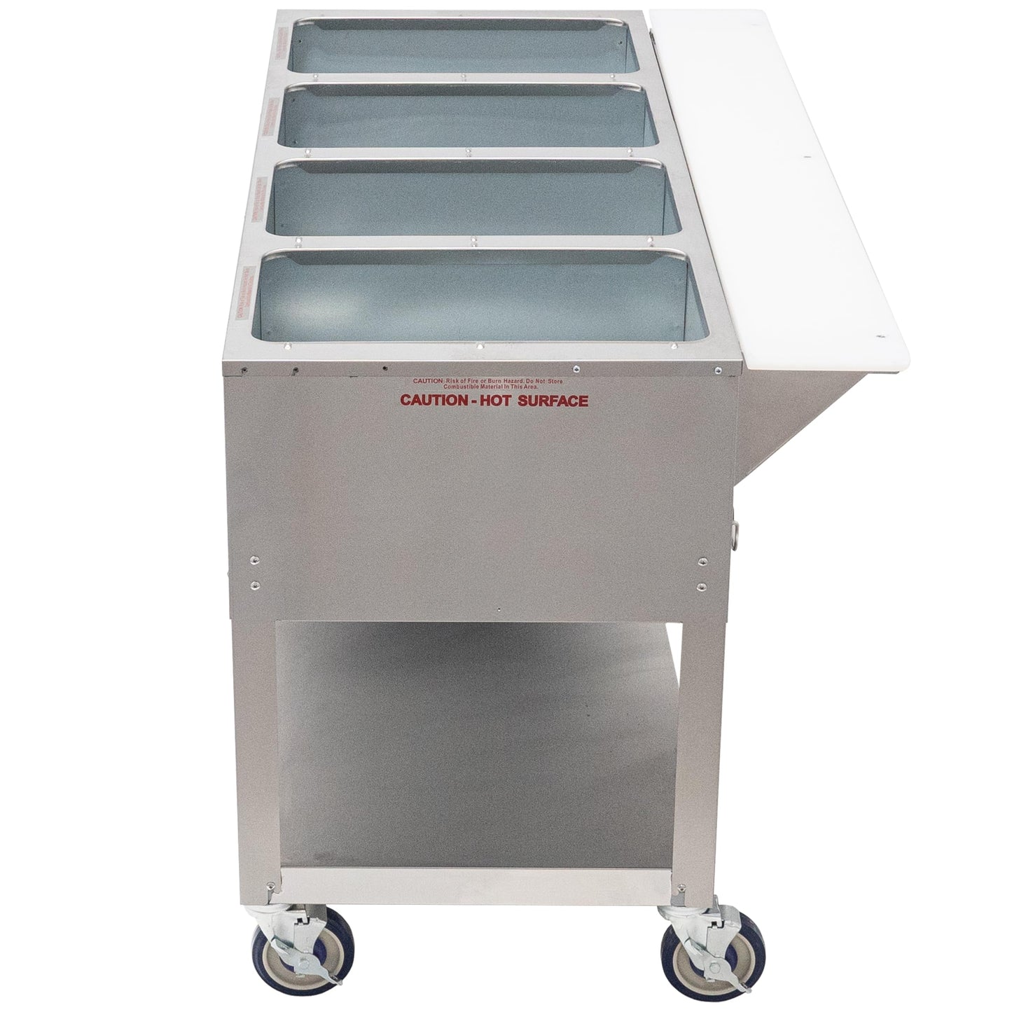 Kratos Commercial Mobile Electric Steam Table/Hot Food Table, 4 Wells, Stainless Steel, NSF 240V (28W-199)