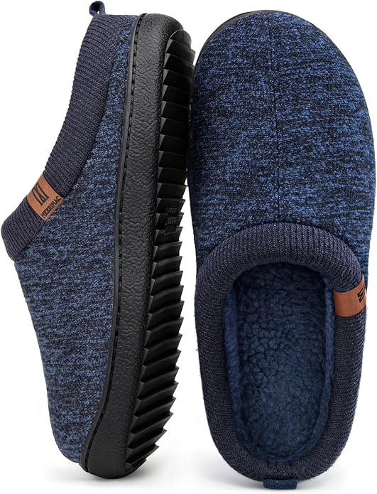 MERRIMAC Men's Slip on Slippers Comfy Memory Foam Non Slip Indoor House Shoes