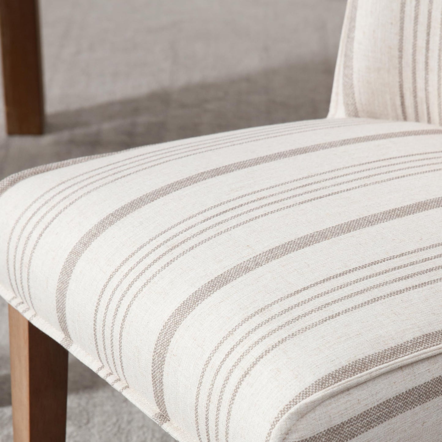 DM Furniture Rustic Dining Chairs Set of 2 Upholstered Kitchen Chairs Solid Wood Armless Dining Room Chairs for Home Kitchen/Restaurant, Khaki Stripe