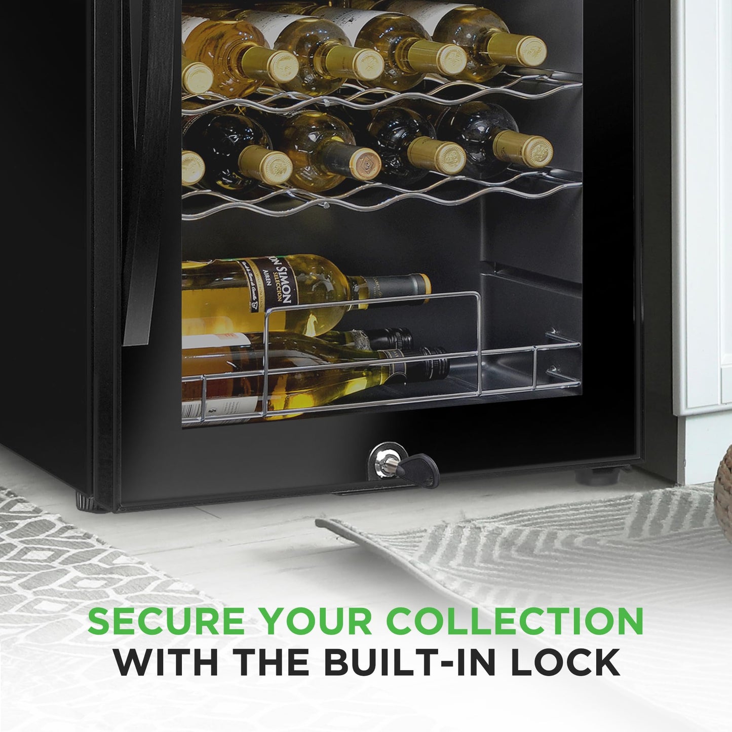 Nutrichef 33 Bottle Wine Fridge | Dual Zone Wine Cooler | Adjustable Temperature Control 41°F to 64°F | Ultra Quiet Operation | Freestanding Wine Chiller for Home & Office | 33x19x17 IN