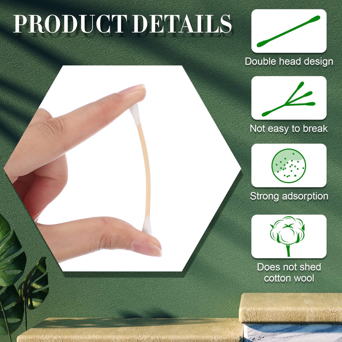 10000 Pcs Double Round Cotton Swabs with Wooden Sticks Bulk Cotton Buds Travel Size Ear Swabs for Ears Makeup Daily Cleaning Pet