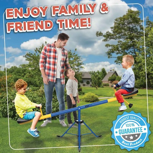 Stargo Swivel Teeter Totter Indoor for Toddlers Age 2-5, 360 Seesaw Frame Expands for Kids Outdoors for Ages 4 5 6 7 8 9 10, Outside Toys Playground Equipment