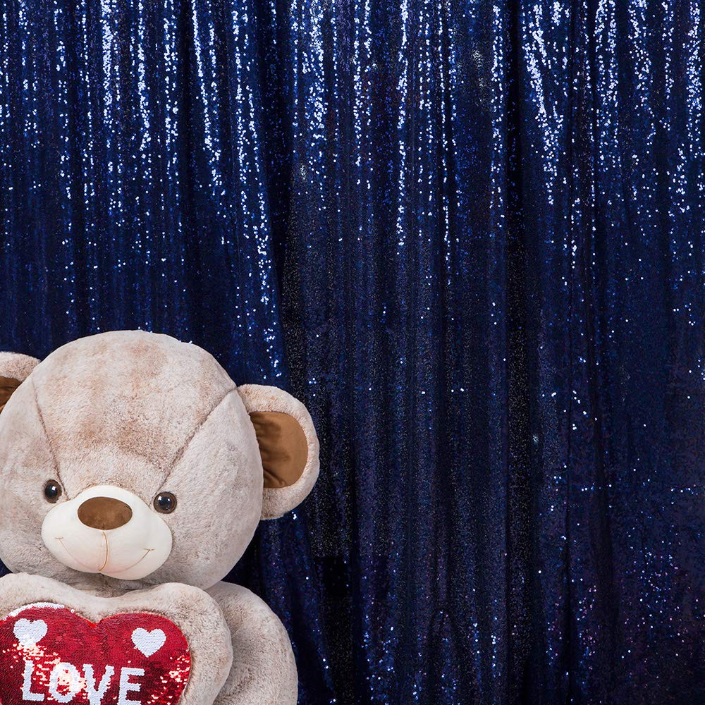 JYFLZQ Navy Blue Sequin Backdrop Curtains 4ft x 6.5ft 1 Panel Glitter Photo Booth Backdrops Sparkly Photography Background Drapes for Parties Wedding Bridal Showers