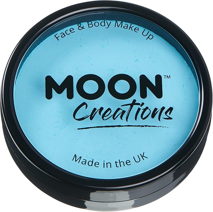 Pro Face & Body Paint Cake Pots by Moon Creations - Light Blue - Professional Water Based Face Paint Makeup for Adults, Kids - 1.26oz